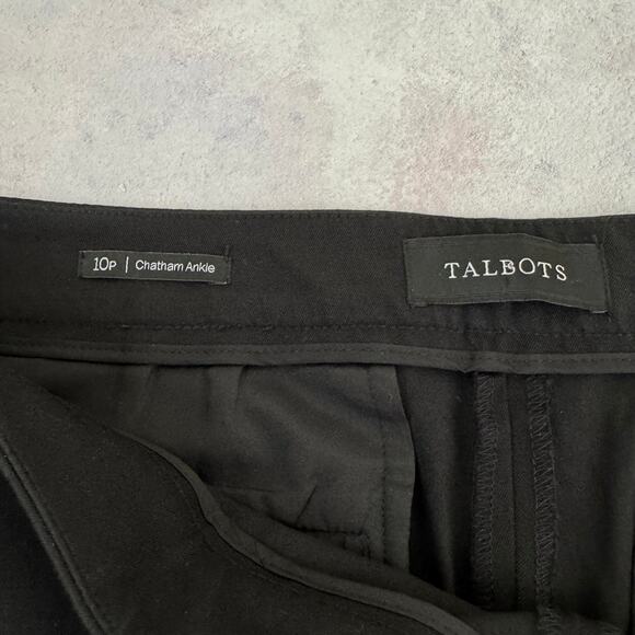 Talbots Pants Women's 10p Pet Black Chatham Ankle Side Zip Taper Leg Split Hem - Picture 4 of 11